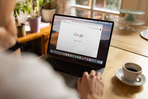 Google homepage open on a laptop